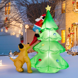 Tangkula 6 FT Inflatable Christmas Tree with Santa Claus & Dog