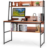 Computer Desk with Hutch & Bookshelf, 47 Inches Space Saving Writing Study Table Home Office Desk