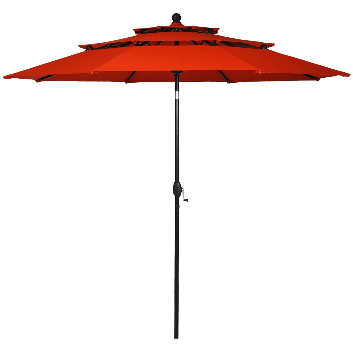 10 ft 3 Tier Patio Umbrella, Outdoor Umbrella W/Double Vented, Burgundy