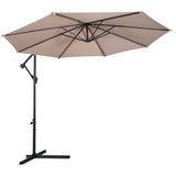 Tangkula Patio Umbrella, 10 ft Outdoor Offset Hanging Umbrella with Crank and Cross Base