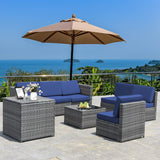 8 PCS Outdoor Patio Furniture Set, Rattan Wicker Sofa Set