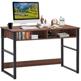 Tangkula Computer Desk with Storage Compartments, Study Writing Desk with Storage