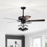 50-Inch Ceiling Fan Light, Classic Ceiling Fan Lamp with 5 Explosion-proof Glass Lampshades