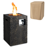 Tangkula 16 Inch Patio Propane Fire Pit, Patiojoy Electronic Ignition Square Gas Fire Pit with Protective Cover