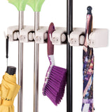 Wall Mount Mop Broom Holder, Hanging Broom Organizer w/ 5 Slots & 6 Hooks