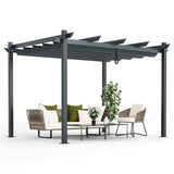 Tangkula 10x13 Ft Pergola, Heavy-Duty Aluminum Outdoor Pergola with Retractable Sun Shade Canopy