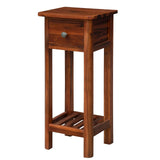 Tangkula Small Side Table for Small Spaces, Farmhouse Acacia Wood Slim End Table