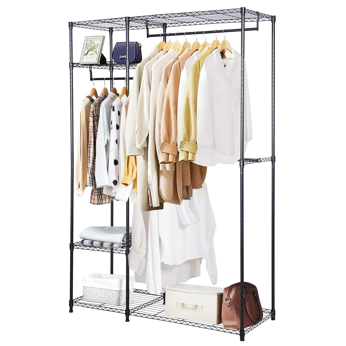 Heavy Duty Clothes Rack Wardrobe Hanger Garment Storage Stand Closet  Organizer