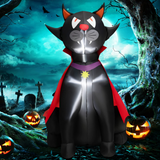 Tangkula 4.7 FT Halloween Inflatable Vampire Black Cat with Red Cloak, Blow-up Holiday Decoration with 2 Built-in LED Lights