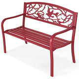 Outdoor Garden Bench Park Bench, Patio Red Bird Bench Loveseat W/Backrest & Armrests