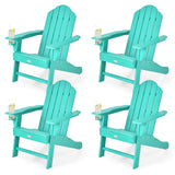 Tangkula Adirondack Chair Outdoor, Fade Resistant HDPE Armchairs with Cup Holder