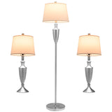 Tangkula 3 Piece Lamp Set, Modern Floor Lamp & 2 Table Lamps