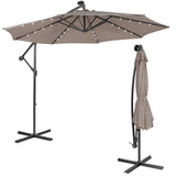 Tangkula 10 ft Cantilever Umbrella w/32 Solar-Powered LED Lights, Functional Tilting System & Hand-Crank Mechanism