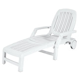 Outdoor Chaise Lounge Chair, 5-Position Adjustable Recliner with Storage Box and Flexible Wheels