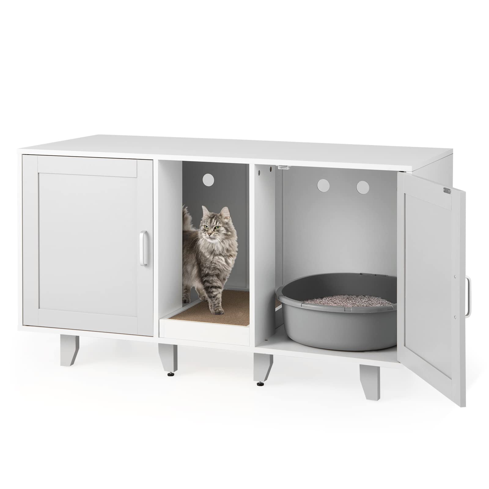 Tangkula Double Cat Litter Box Enclosure for 2 Cats, Large Stackable H ...