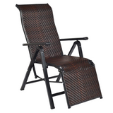 Tangkula Folding Reclining Rattan Chair, Portable Chaise Lounge Chair w/Adjustable Positions