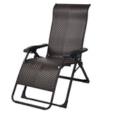 Tangkula Rattan Zero Gravity Chair, Outdoor Adjustable Folding Lounge Chair with Widened Armrest & Locking System