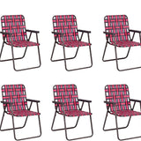 Tangkula Set of 6 Patio Folding Chairs, Outdoor Folding Lawn Chair Set with Armrest, Heavy Duty Steel Frame