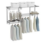 3 to 5 FT Custom Closet Organizer System Kit, Wall-Mounted Storage Organizer with Wire Shelving and Hanging Rods