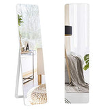 Tangkula Full Length Floor Mirror with Stand, Free Standing or Wall Mounted Mirror, Full Body Mirror with Solid Wood Frame
