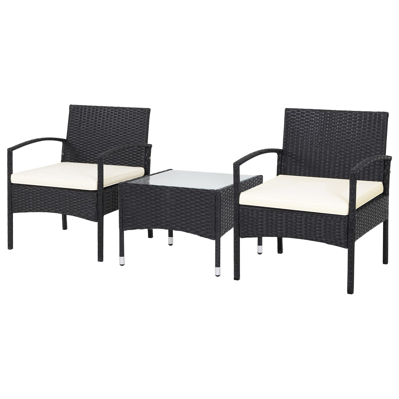 3 Pieces Patio Rattan Conversation Set - Tangkula