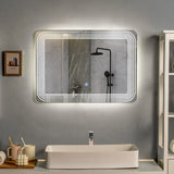 Tangkula Bathroom LED Mirror, Wall Mounted Makeup Vanity Mirror, Dressing Room, 27.5” x 20”