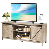 Tangkula Sliding Barn Door TV Stand, Wood TV Storage Cabinet for TVs Up to 65 Inch