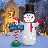 Tangkula 6 FT Inflatable Christmas Snowman, Blow up Xmas Decoration w/ Penguin Guidepost