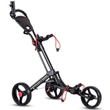 Tangkula Golf Push Cart, Lightweight Aluminum Collapsible Golf Pull Cart, 3 Wheels Push & Pull Golf Cart Trolley with Foot Brake