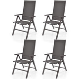 Tangkula Patio Dining Chairs, No Assembly Needs, Portable Folding Patio Chairs with 7-Position Adjustable Backrest and Aluminium Frame