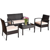 4 PCS/8 PCS Patio Furniture Sets, Rattan Chair Wicker Set, Outdoor Bistro Sets