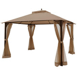 Tangkula 12 X 10FT Patio Gazebo, Air-Ventilated Canopy Party Tent w/Dual-Tiered Top for Backyard Garden Lawn