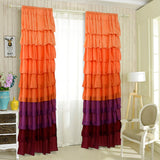 1 Pair Ruffle Sheer Curtains Window Panels Drapes 54'' x 84'' (Orange)