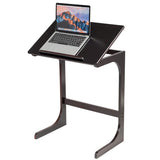 Bamboo TV Tray Sofa Side Table, 7 Angles Adjustable Couch Table