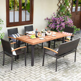 6 Pieces Wicker Patio Dining Set, Patiojoy Outdoor Dining Furniture