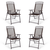 Tangkula Set of 4 Patio Folding Chairs, Foldable Patio Chairs Sling Chairs for Backyard Poolside Balcony
