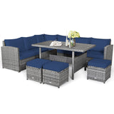 7 Pieces Patio Furniture Set, Outdoor Sectional Rattan Sofa Set with Cushions