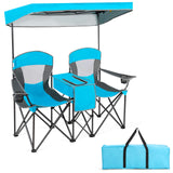 Tangkula Loveseat Camping Chair with Adjustable Shade Canopy