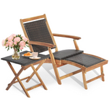 Patio Lounge Chair and Side Table Set - Tangkula