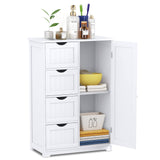 Bathroom Floor Cabinet, Free Standing Storage Cabinet with 4 Drawers & Single Door, 22 x 12 x 32 Inches