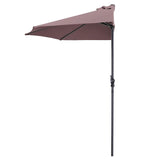 9 ft Half Round Outdoor Patio Umbrella, Market Umbrella with Crank and 5 ribs