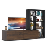 Tangkula TV Stand with Bookshelf, Modern TV Cabinet Storage Shelf for TVs up to 50 Inch