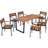 Tangkula 7PCS Outdoor Dining Set, Patio Dining Furniture Set with Sturdy Steel Frame