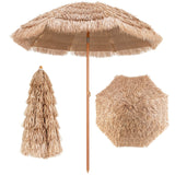 Tangkula 7.2 FT Thatched Patio Umbrella, Hawaiian Style Grass Beach Umbrella with Tilt Adjustment