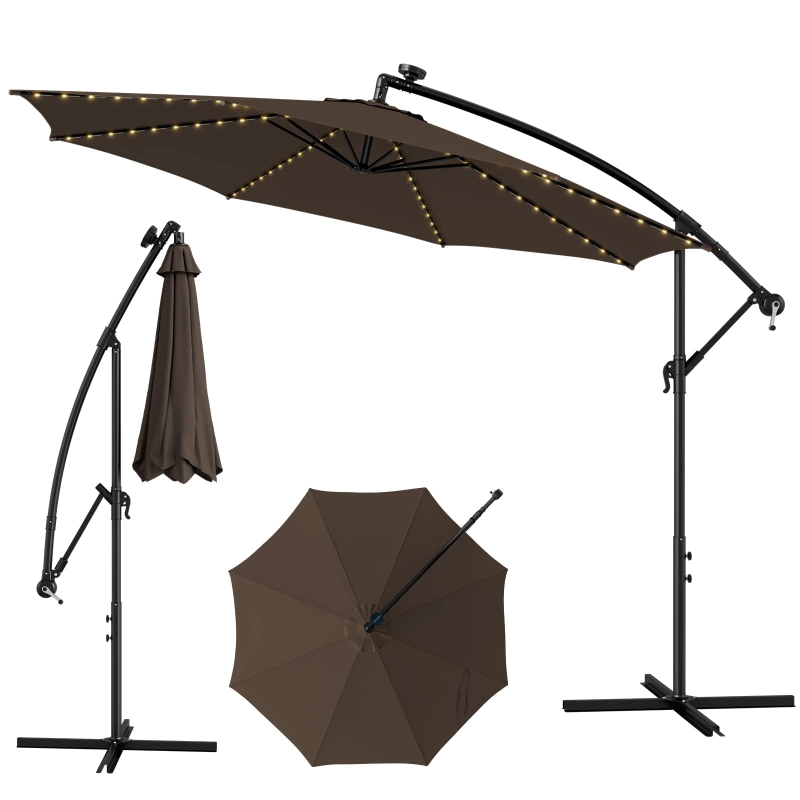 Tangkula 10FT Solar Offset Umbrella Tilted Cantilever Hanging Umbrella with 112 LED Lights Patio Sun Shade with Crank Handle Navy Tangkula 10FT Solar Offset Umbrella Tilted Cantilever Hanging Umbrella with 112 LED Lights Patio Sun Shade with Crank Handle Navy