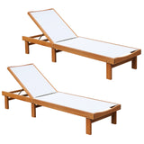Tangkula Outdoor Wood Chaise Lounge Chair, Patio Chaise Lounger with 5-Postion Adjustable Back