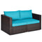 Wicker Loveseat 2 Piece, Turquoise - Tangkula
