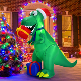 Tangkula 6 FT Christmas Inflatable Dinosaur, Indoor & Outdoor Christmas Decoration
