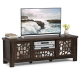 Tangkula TV Stand for 60 Inch TVs, Retro Entertainment Center, TV Console Cabinet w/Open Shelf & Drawer & Cable Hole