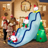Tangkula Christmas Inflatable Polar Bear Slide Scene Decoration